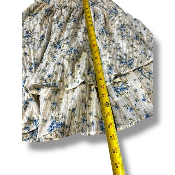 Unbranded White and Blue Floral Layered Tie Straps Empire Waist Babydoll Dress - Picture 10 of 16